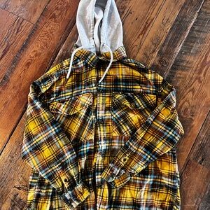 Urban Outfitters men’s flannel hooded shirt.